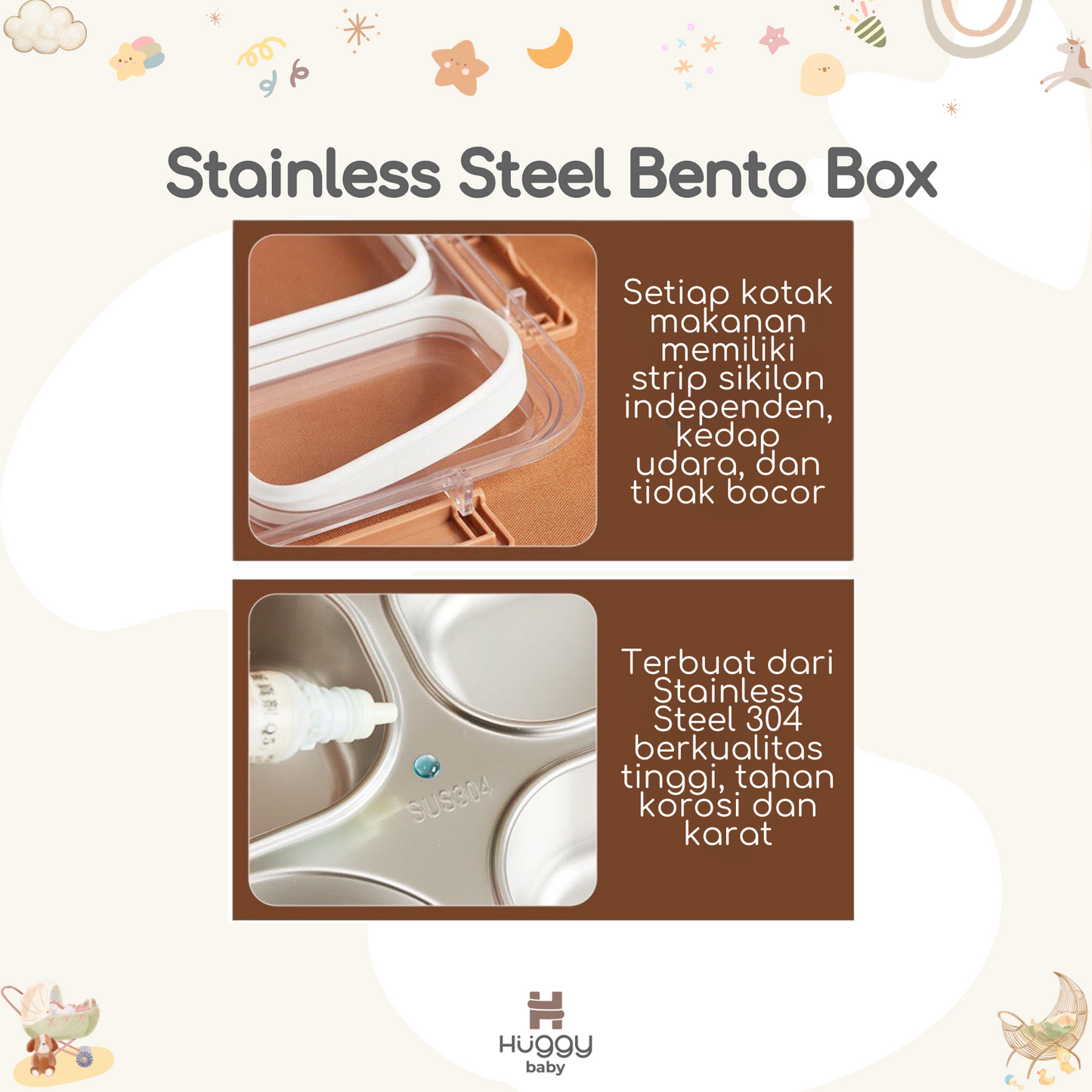 Huggy Baby KM05 Stainless Steel Bento Box