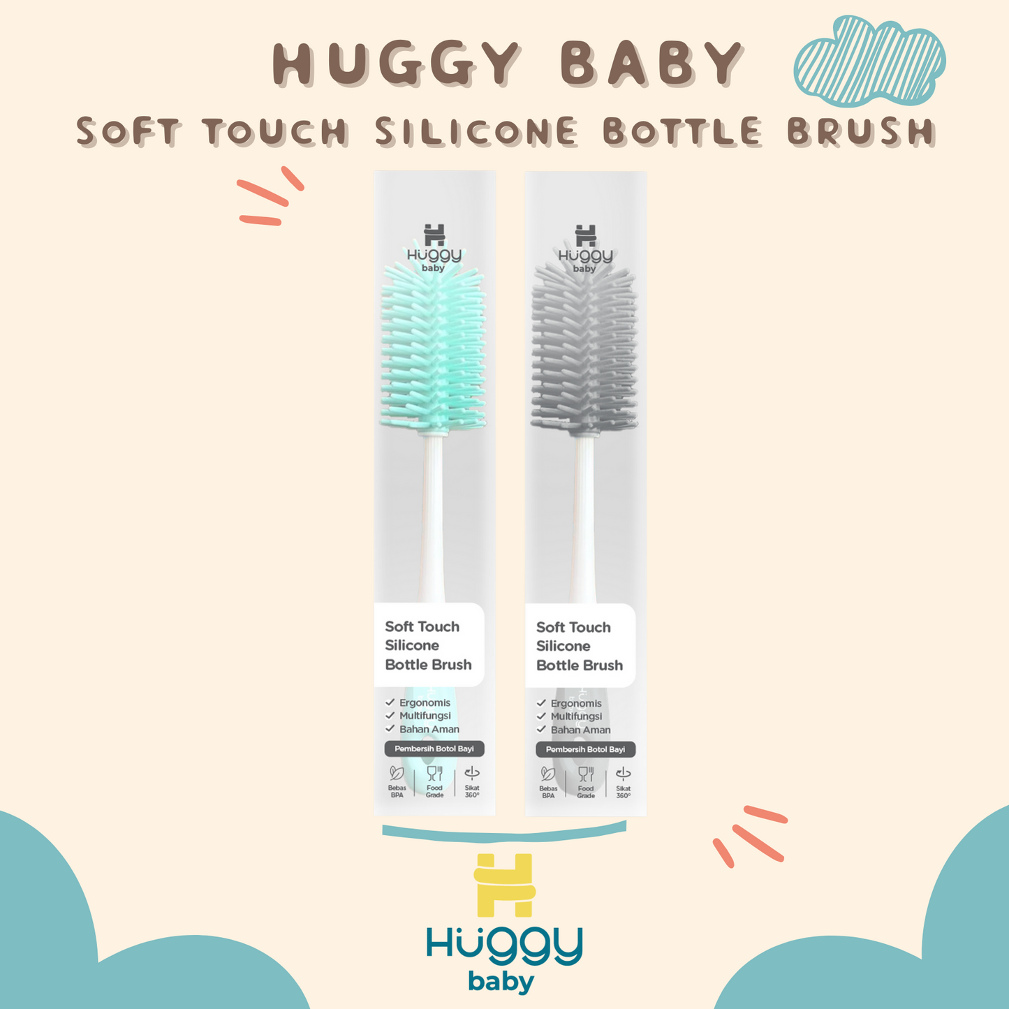 Huggy Baby BR004 Soft Touch Silicone Bottle Brush