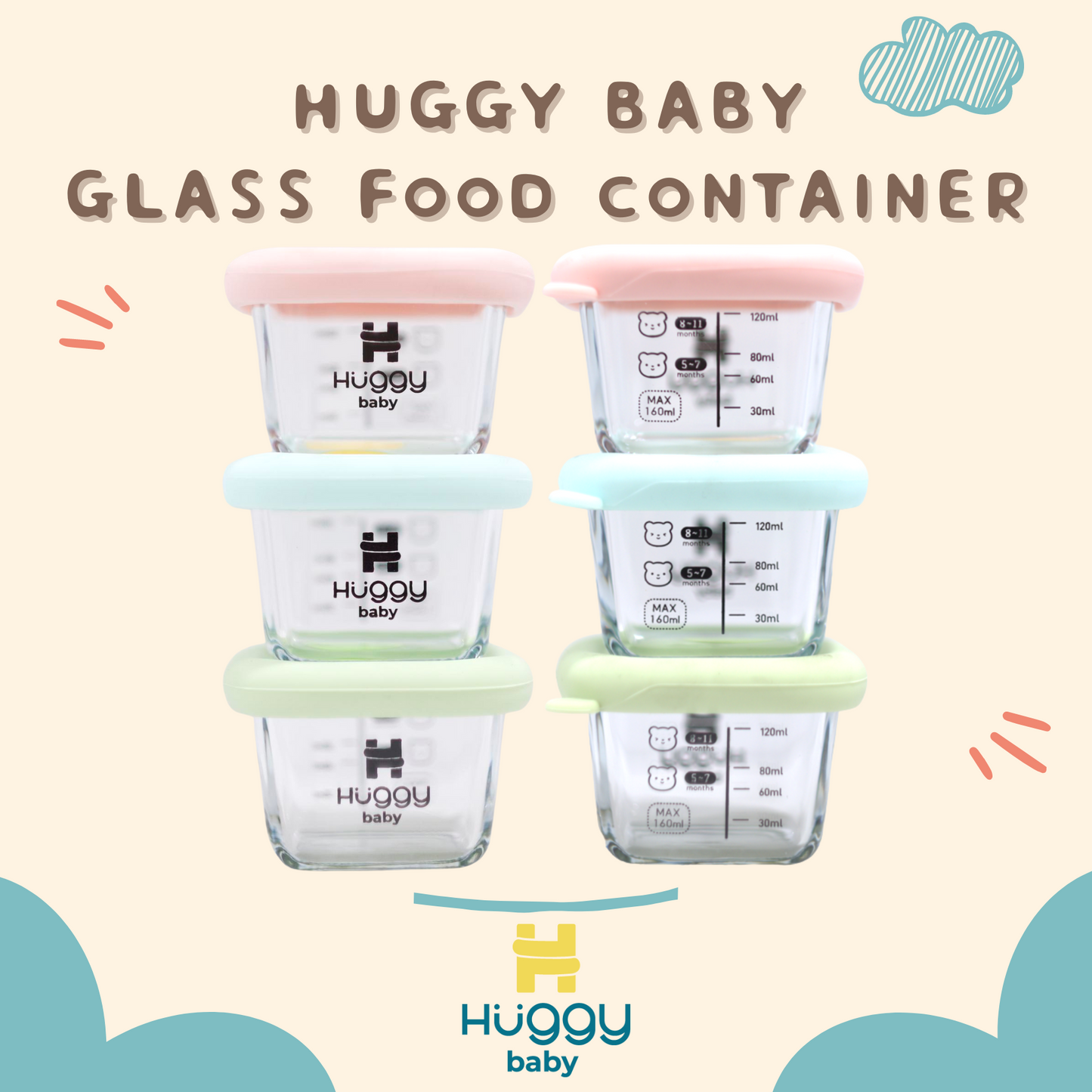 Huggy Baby WM001 Glass Food Container 160ml