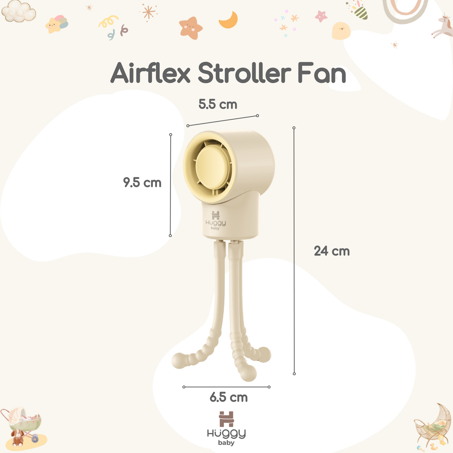 Huggy Baby FAN01 Airflex Stroller Fan | Kipas Angin Stroller Portable