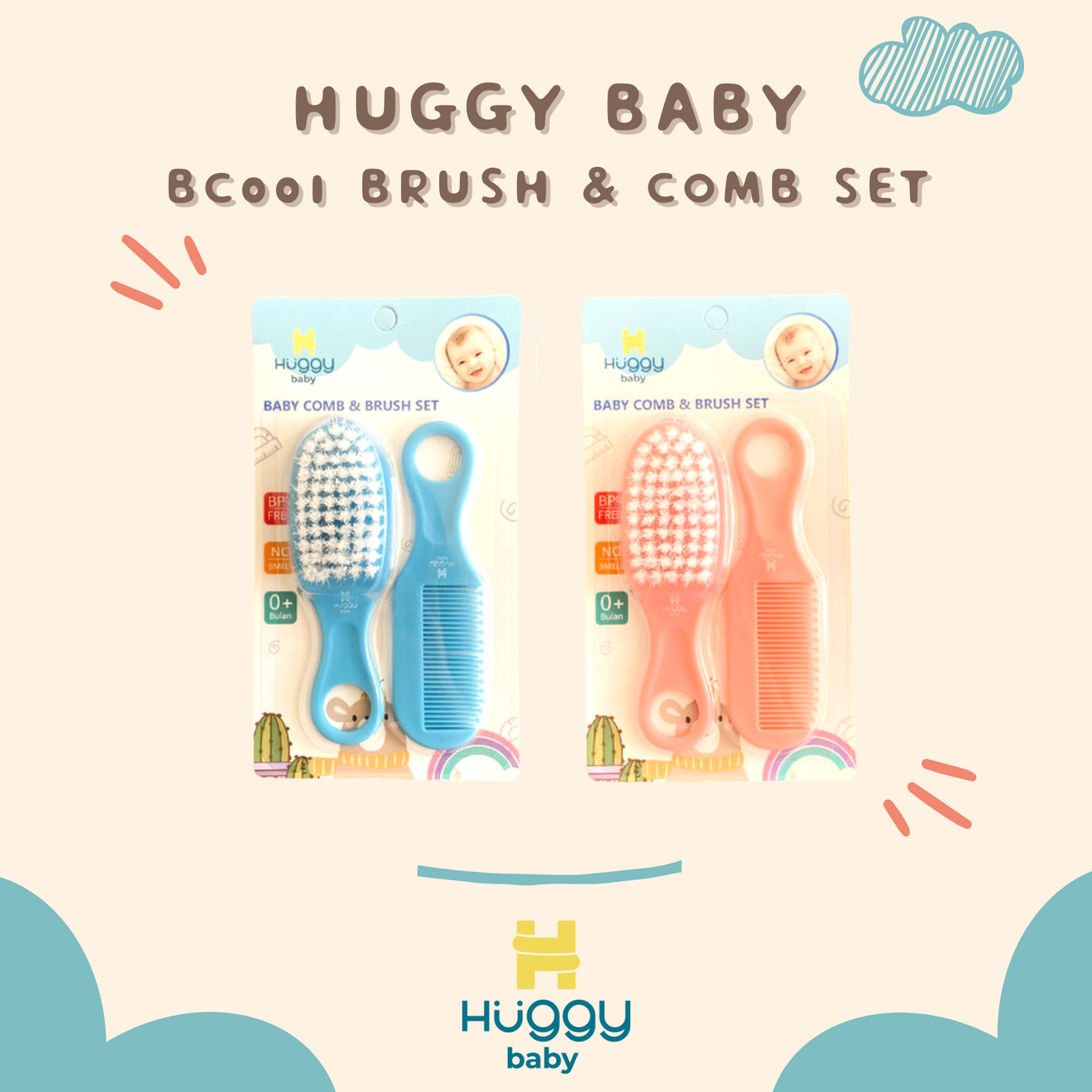 Huggy Baby BC001 Comb and Brush Set