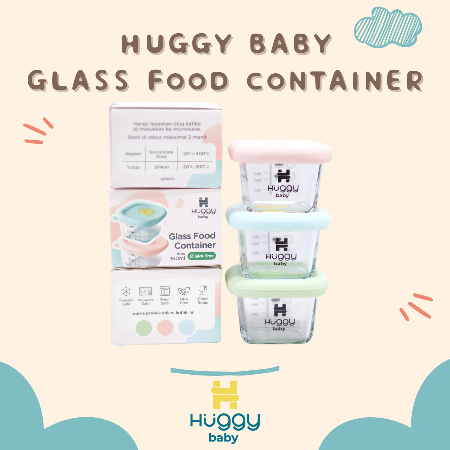 Huggy Baby WM001 Glass Food Container 160ml