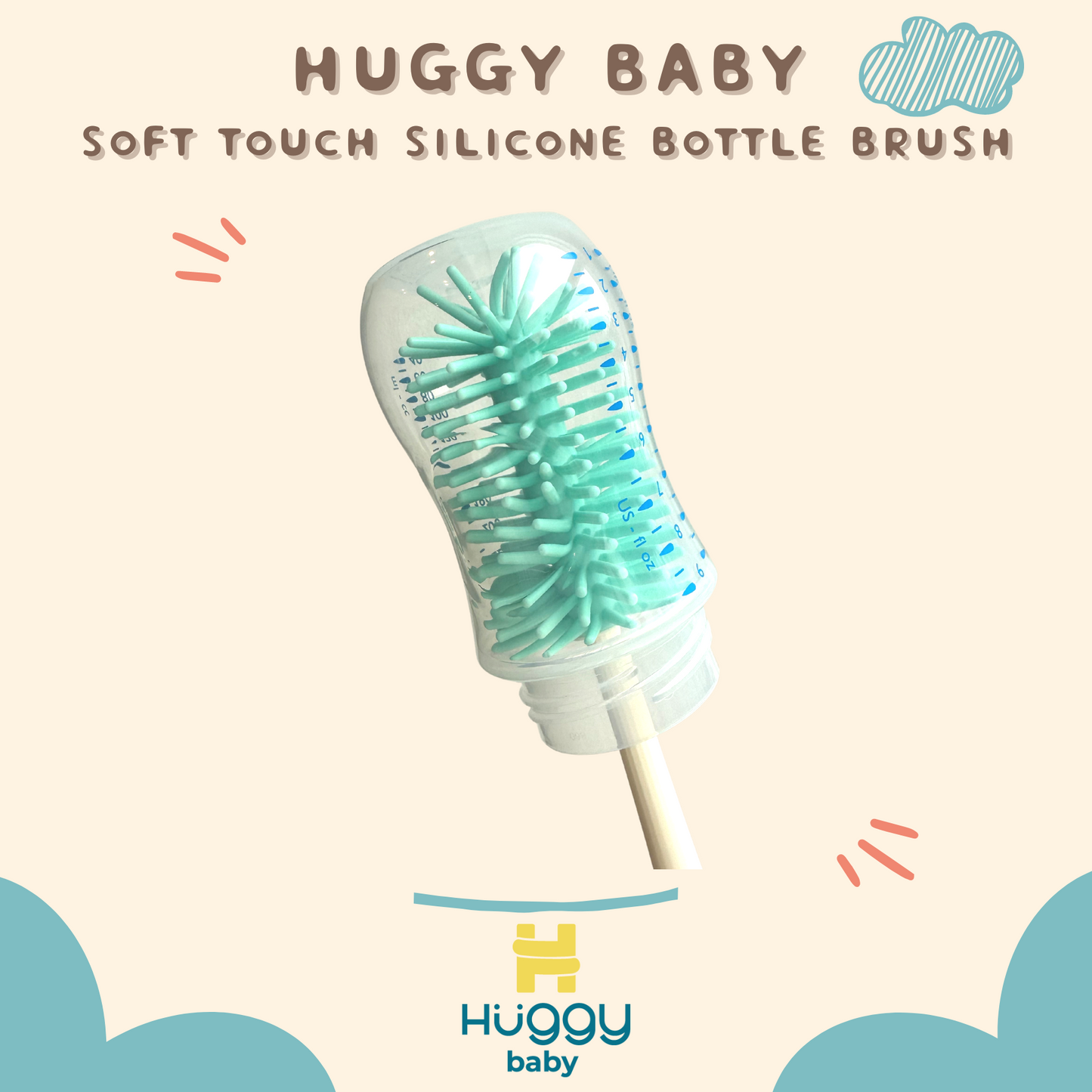 Huggy Baby BR004 Soft Touch Silicone Bottle Brush