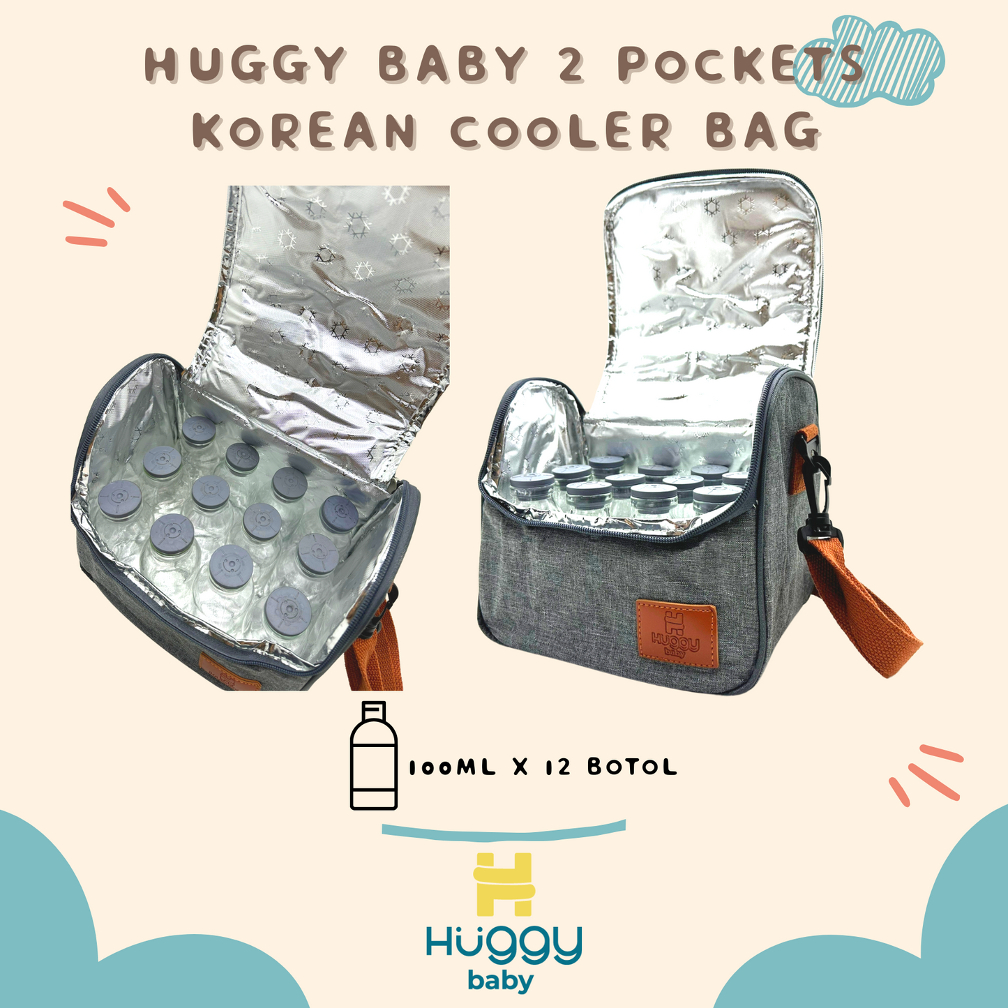 Huggy Baby BAG04 2 Pockets Korean Cooler Bag