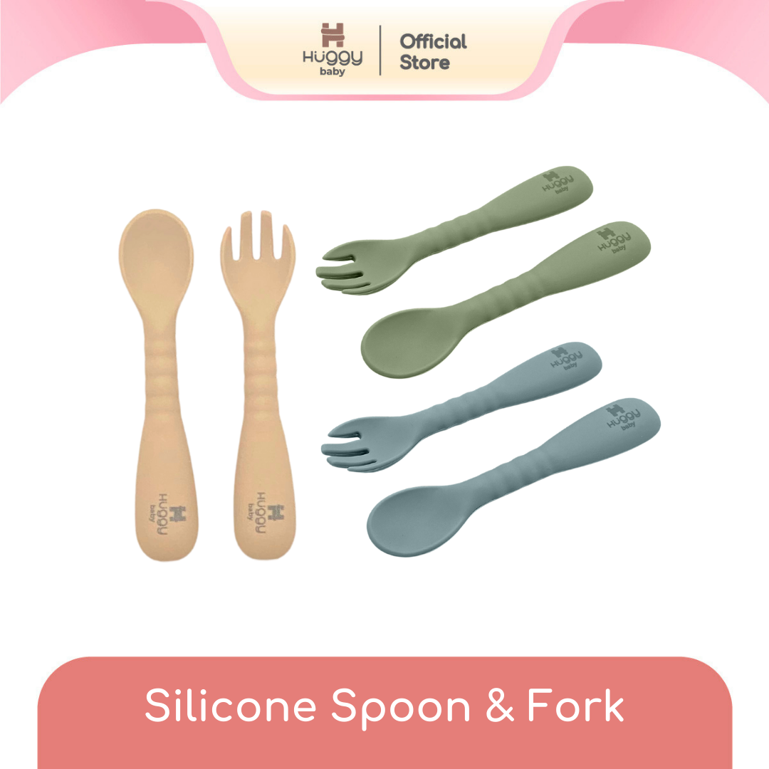 Huggy Baby AM002 Silicone Spoon and Fork