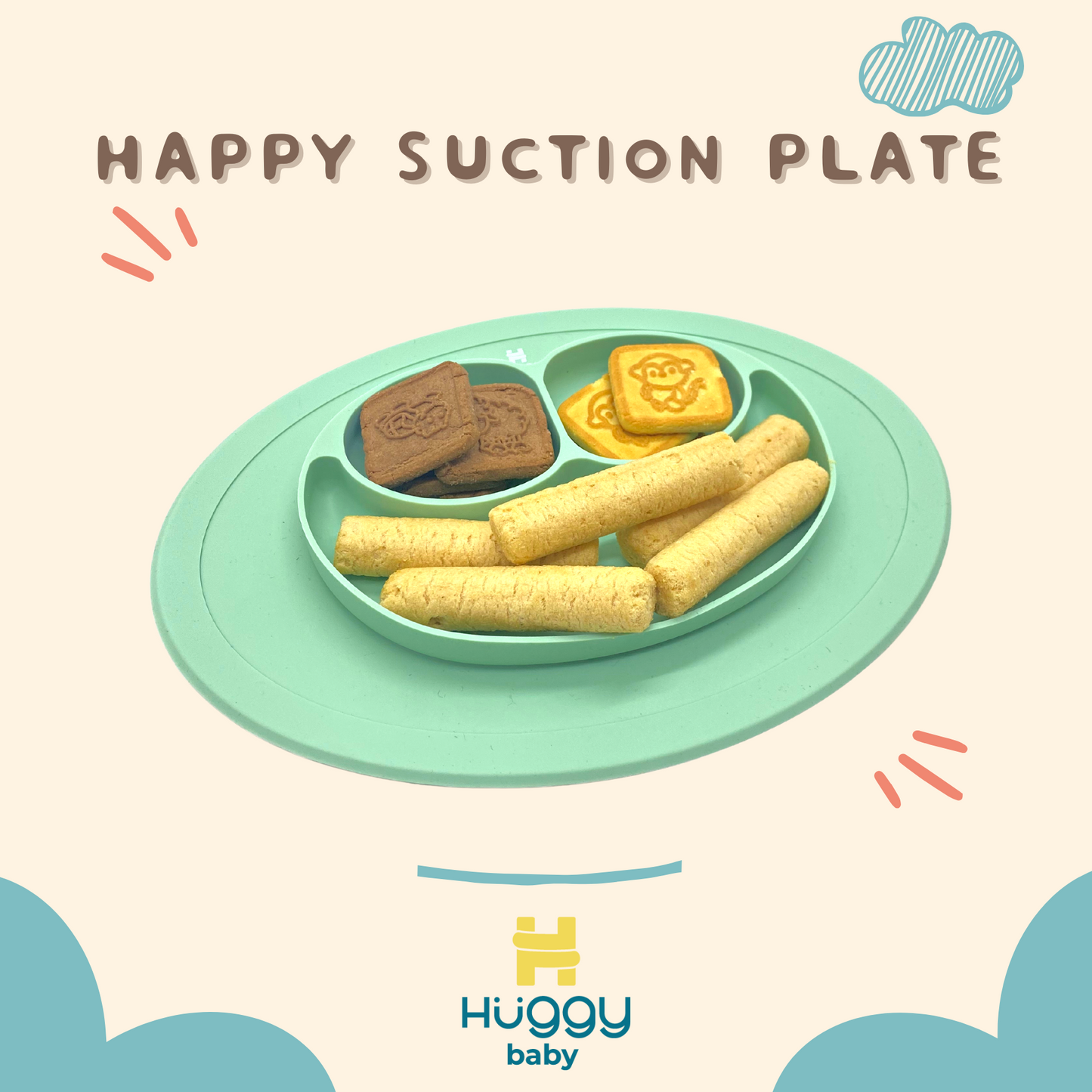 Huggy Baby AM004 Happy Silicone Suction Plate Biru