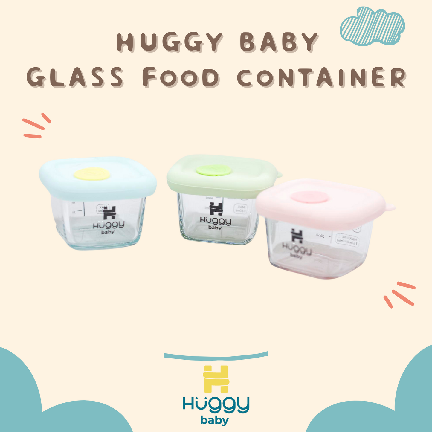 Huggy Baby WM001 Glass Food Container 160ml