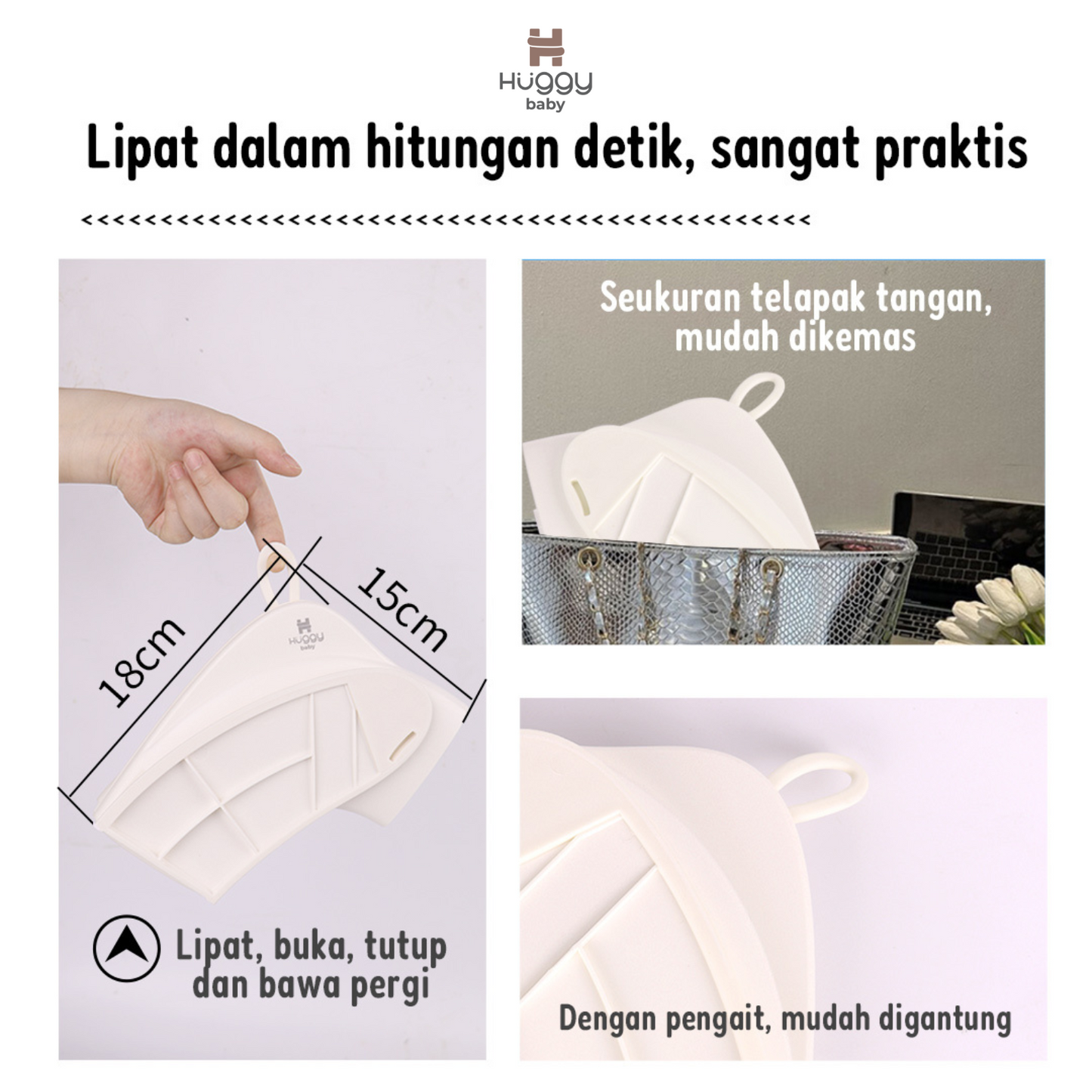 Huggy Baby POT01 Fold n Go Potty Seat | Dudukan Toilet Anak Portable Bisa Dilipat