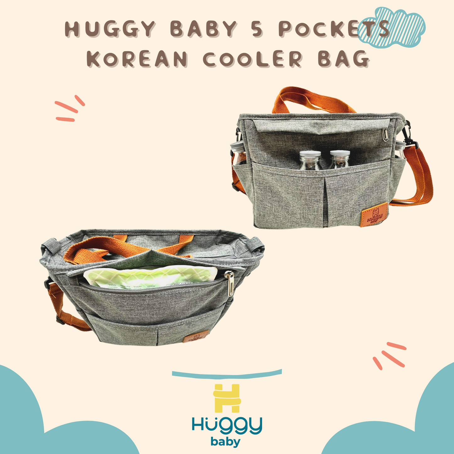 Huggy Baby BAG05 5 Pockets Korean Cooler Bag