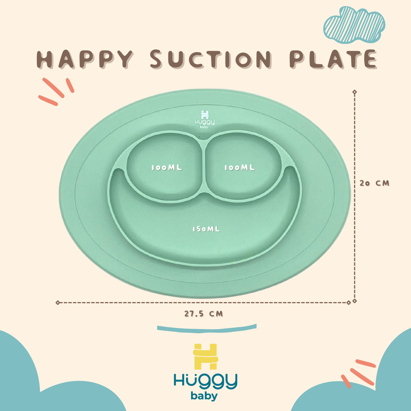 Huggy Baby AM004 Happy Silicone Suction Plate Biru