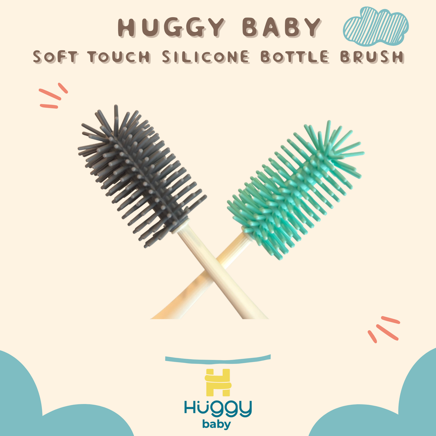 Huggy Baby BR004 Soft Touch Silicone Bottle Brush