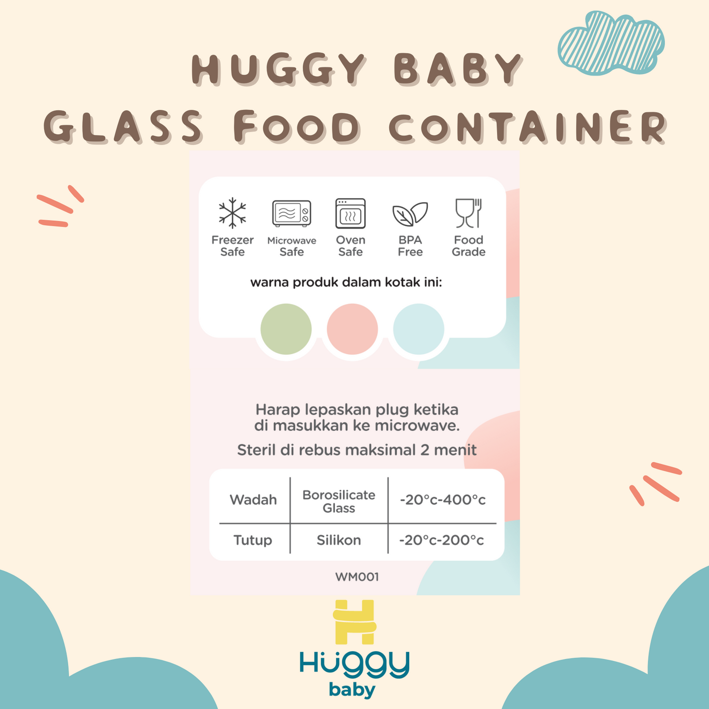 Huggy Baby WM001 Glass Food Container 160ml