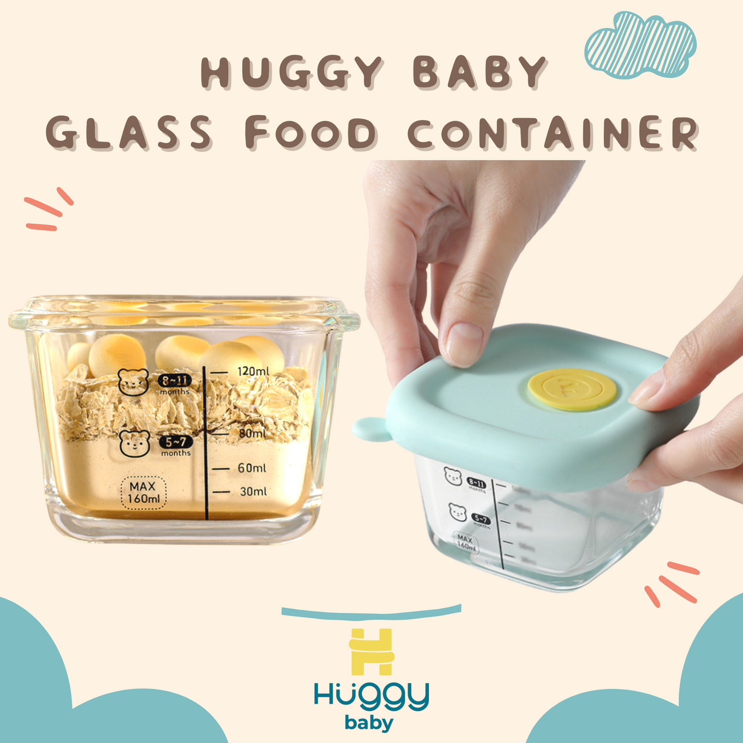 Huggy Baby WM001 Glass Food Container 160ml