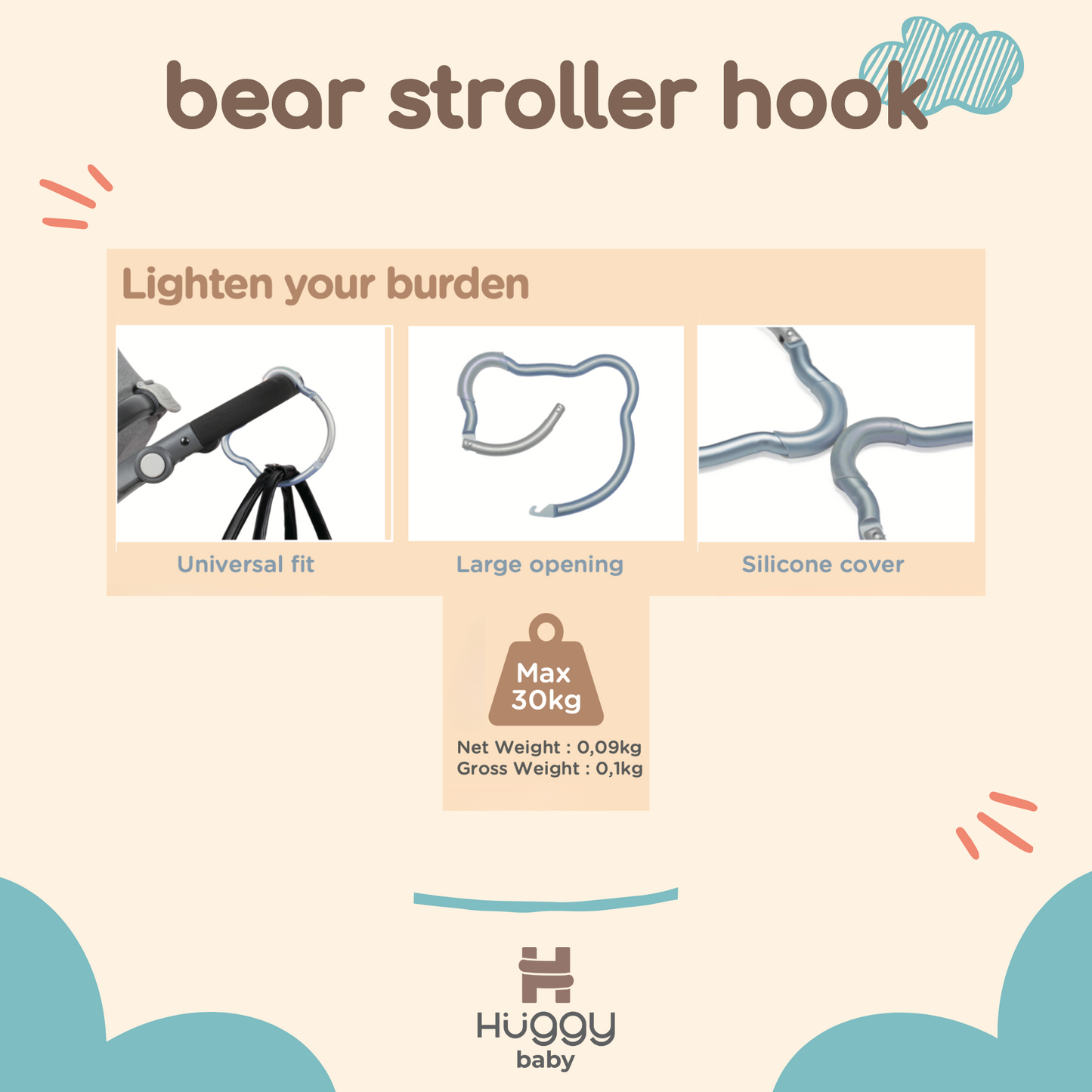 Huggy Baby ACC006 Bear Stroller Hook