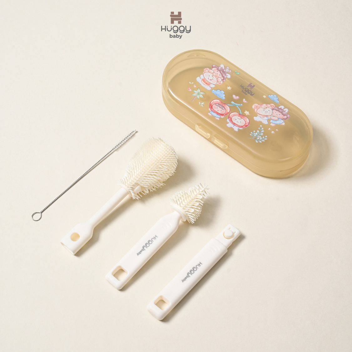 Huggy Baby BR008 Compact Brush Set | Sikat Botol Dot Travel