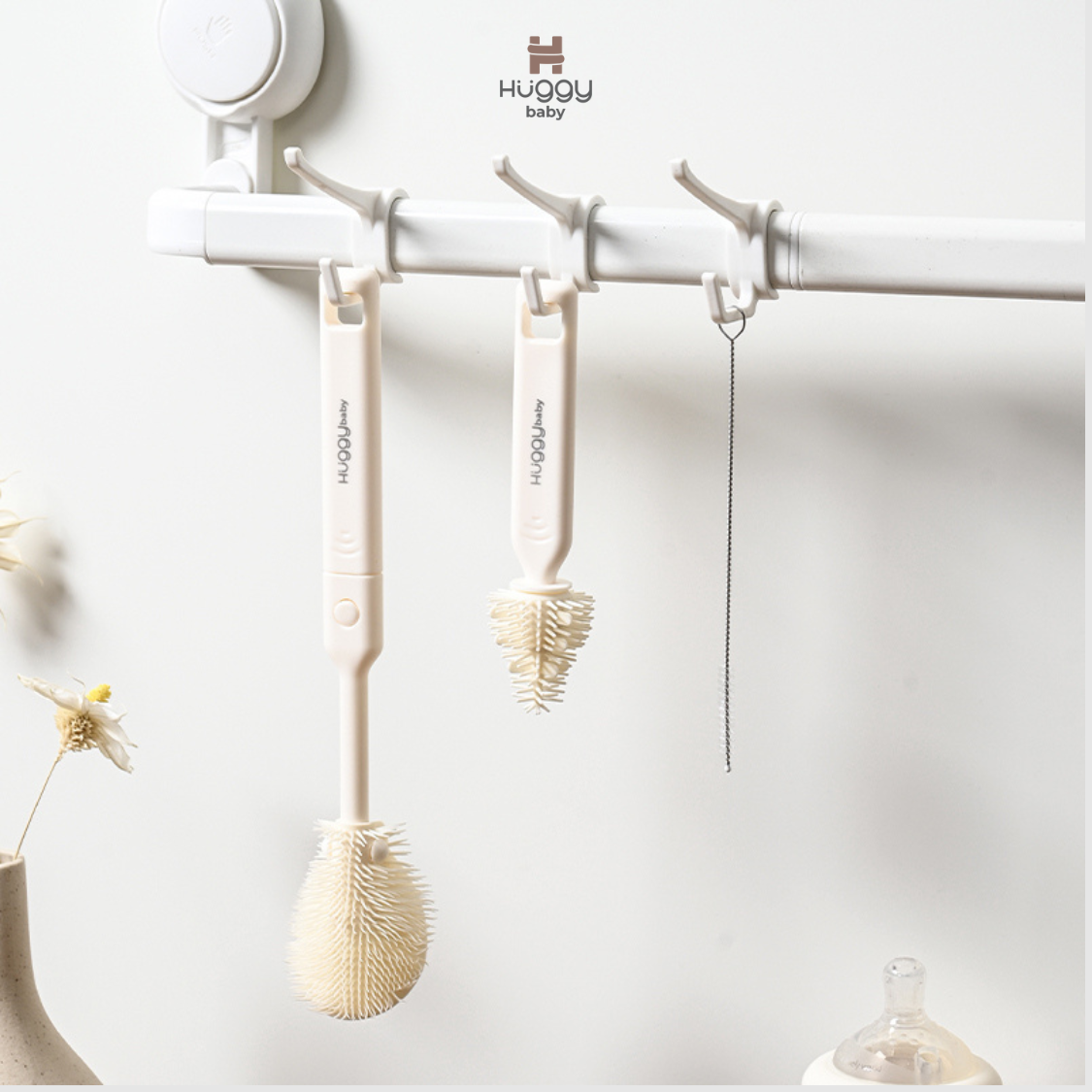 Huggy Baby BR008 Compact Brush Set | Sikat Botol Dot Travel