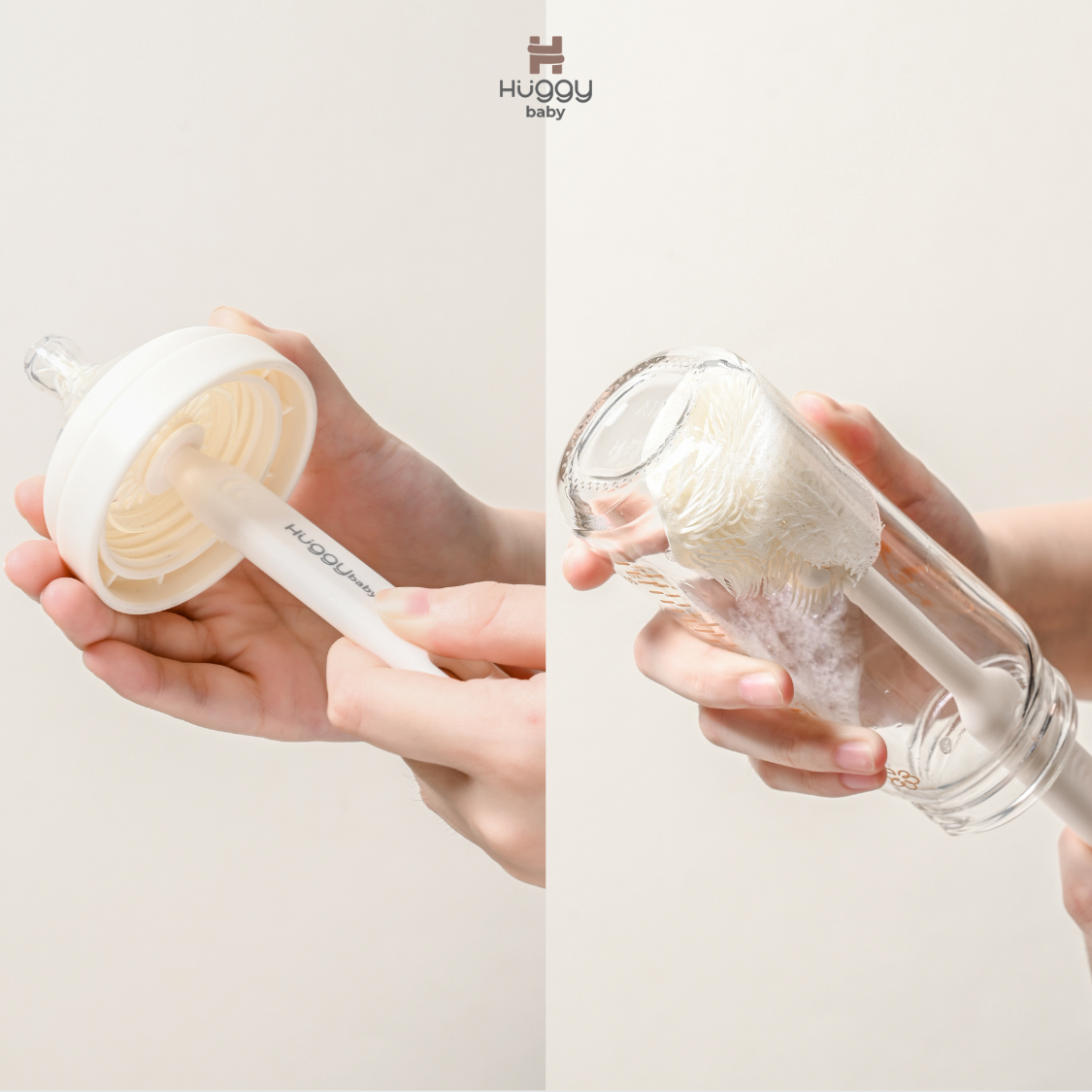 Huggy Baby BR008 Compact Brush Set | Sikat Botol Dot Travel