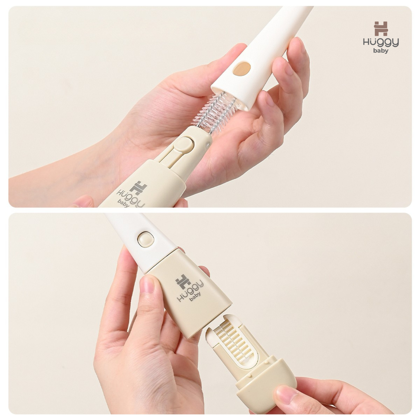 Huggy Baby BR009 Cleva 3in1 Bottle & Nipple Brush | Sikat Botol Leher Dot Anak