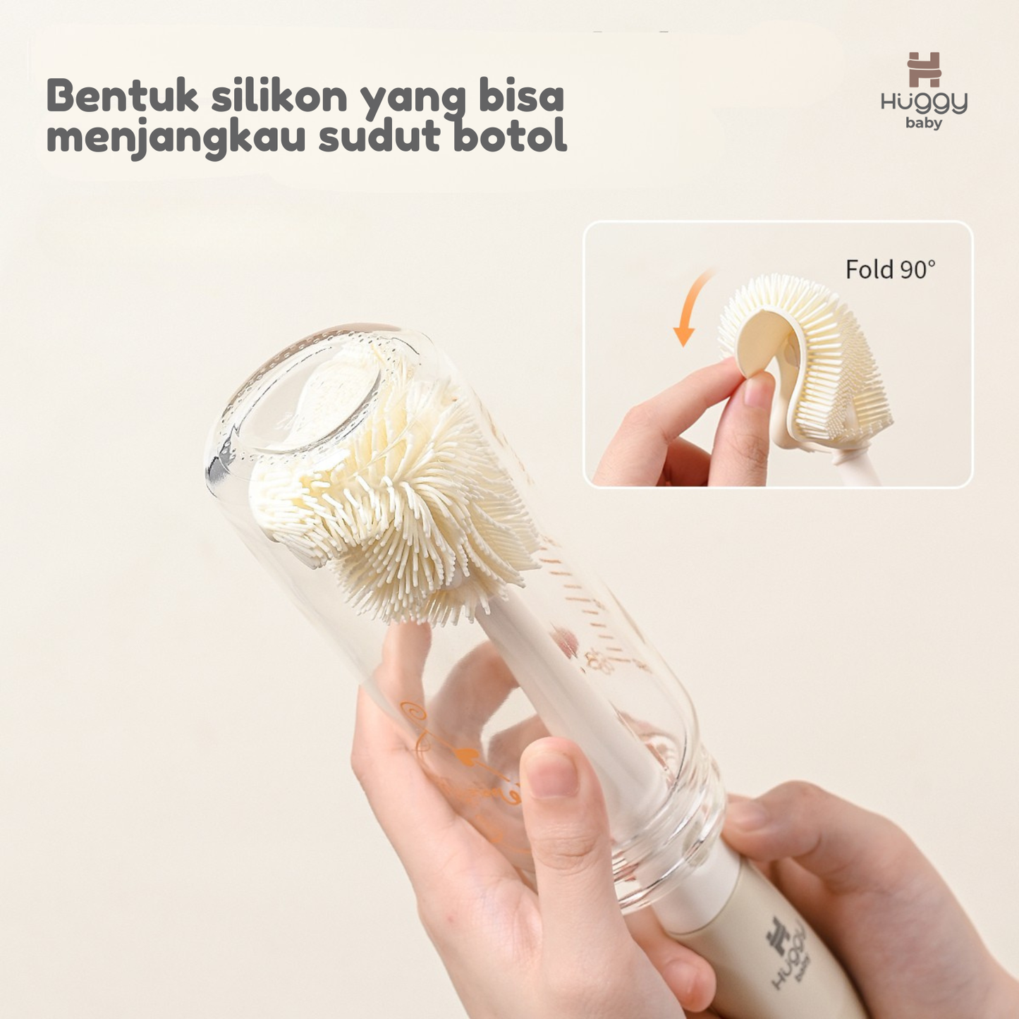 Huggy Baby BR009 Cleva 3in1 Bottle & Nipple Brush | Sikat Botol Leher Dot Anak