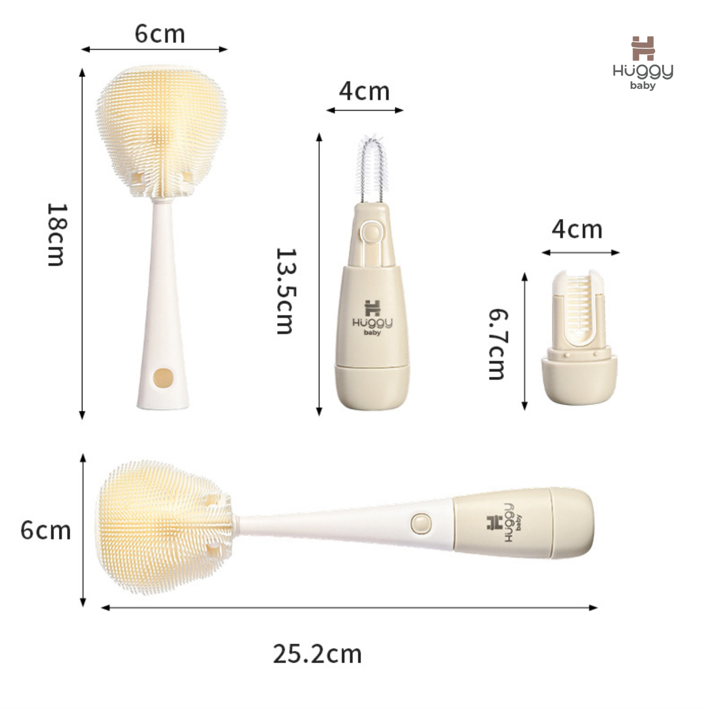 Huggy Baby BR009 Cleva 3in1 Bottle & Nipple Brush | Sikat Botol Leher Dot Anak