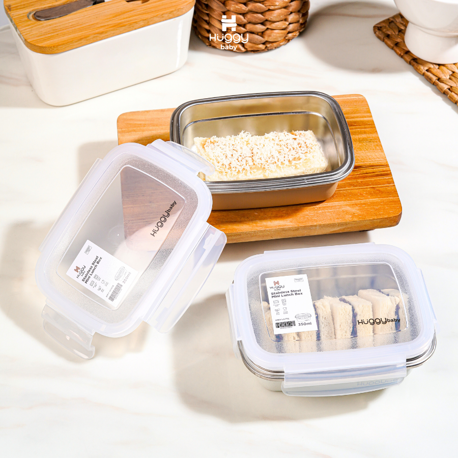 Huggy Baby KM11 Stainless Steel Mini Lunch Box 350ml | Kotak Makan Anak