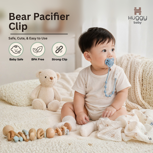 Huggy Baby PC01 Bear Pacifier Clip | Tali Empeng Dot Silikon