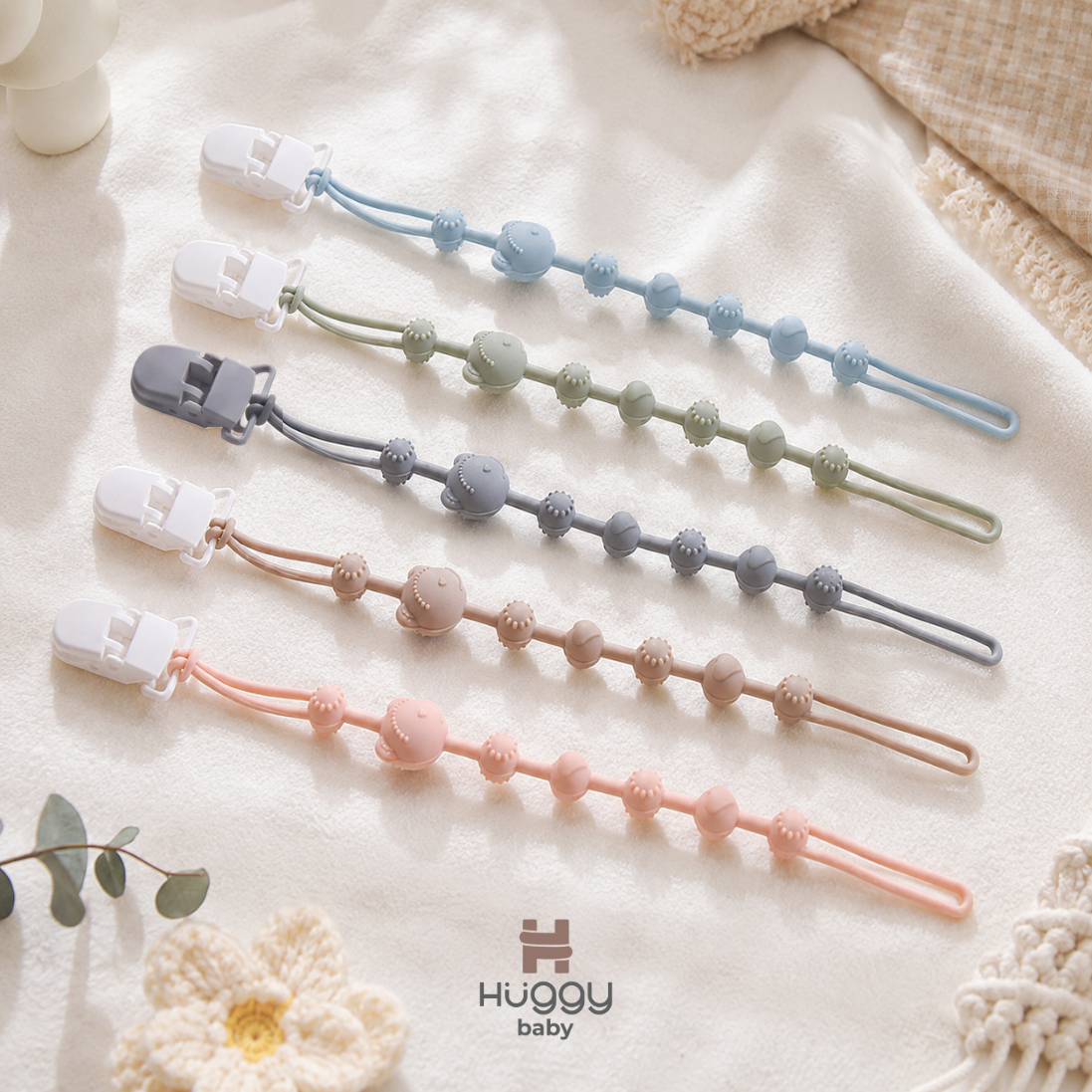 Huggy Baby PC01 Bear Pacifier Clip | Tali Empeng Dot Silikon