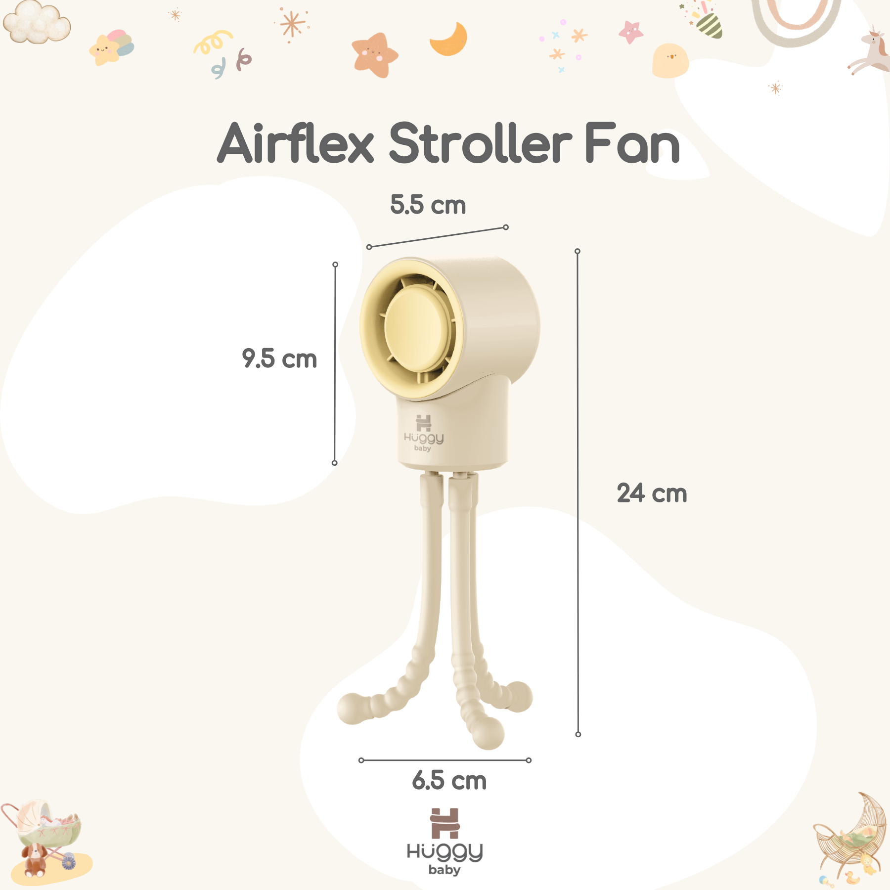 Huggy Baby FAN01 Airflex Stroller Fan | Kipas Angin Stroller Portable - Image 2