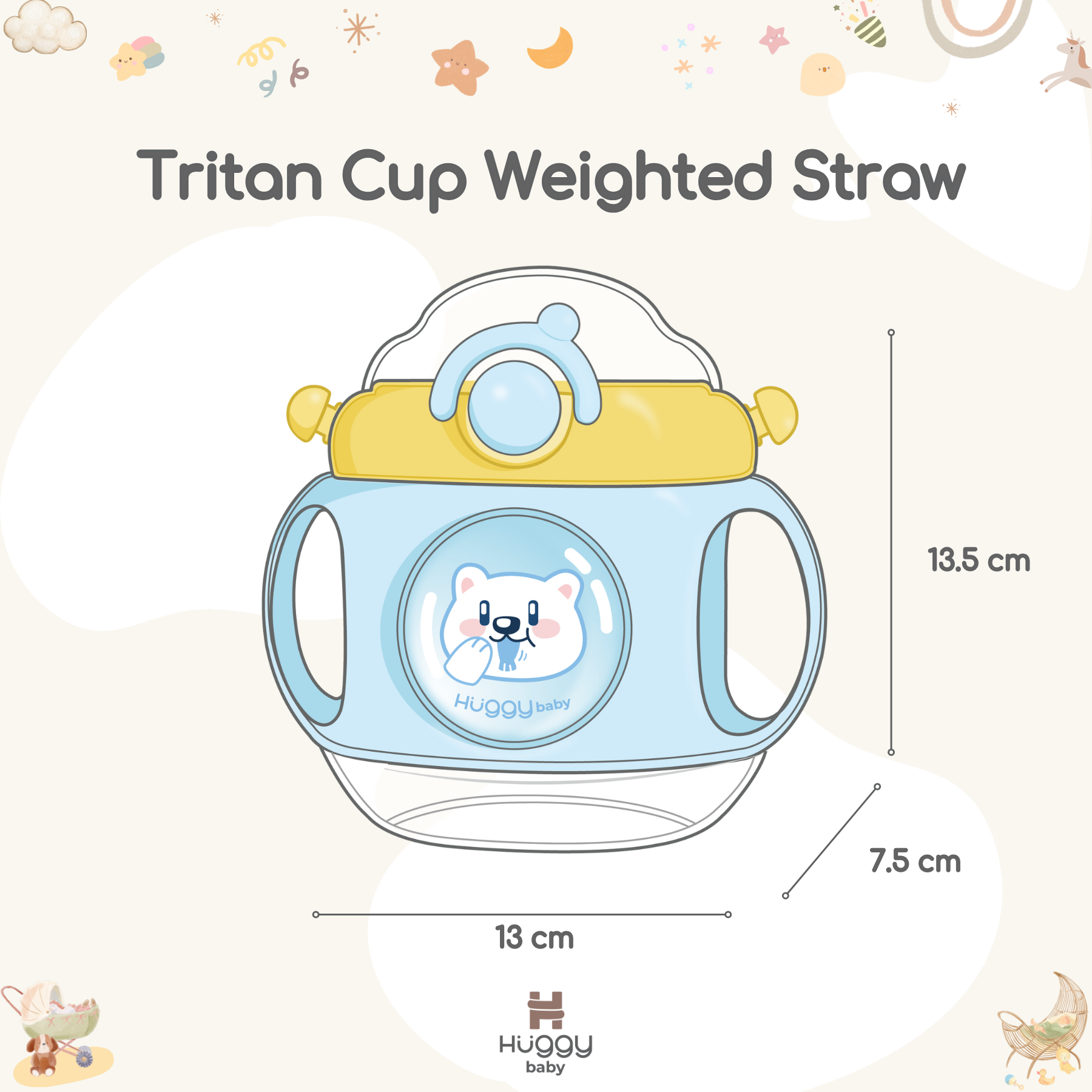 Huggy Baby WB01 Tritan Cup Weighted Bottle | Botol Minum Anak Pemberat - Image 2