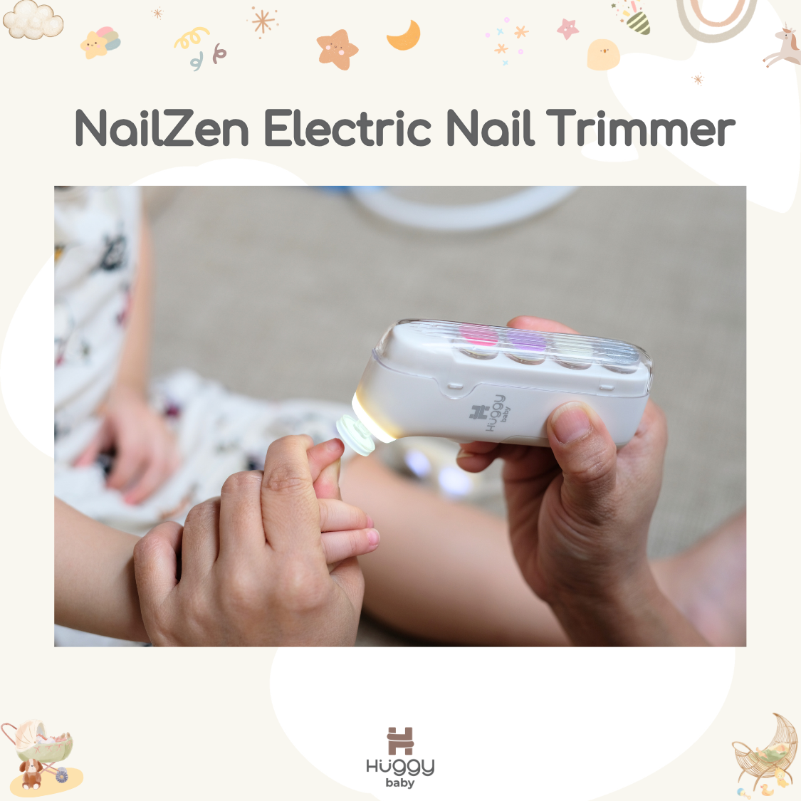 Huggy Baby NT02 NailZen Nail Trimmer | Gunting Kuku Elektrik Bayi Anak LED - Image 2