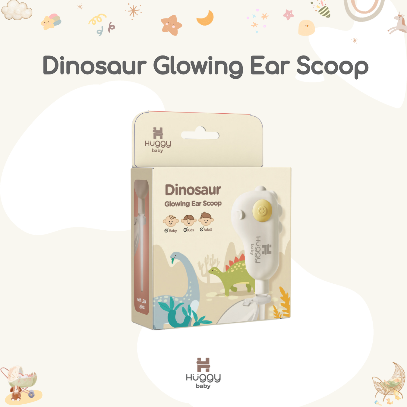 Huggy Baby ES01 Dinosaur Glowing Ear Scoop | Alat Korek Telinga LED Kaca Pembesar - Image 7