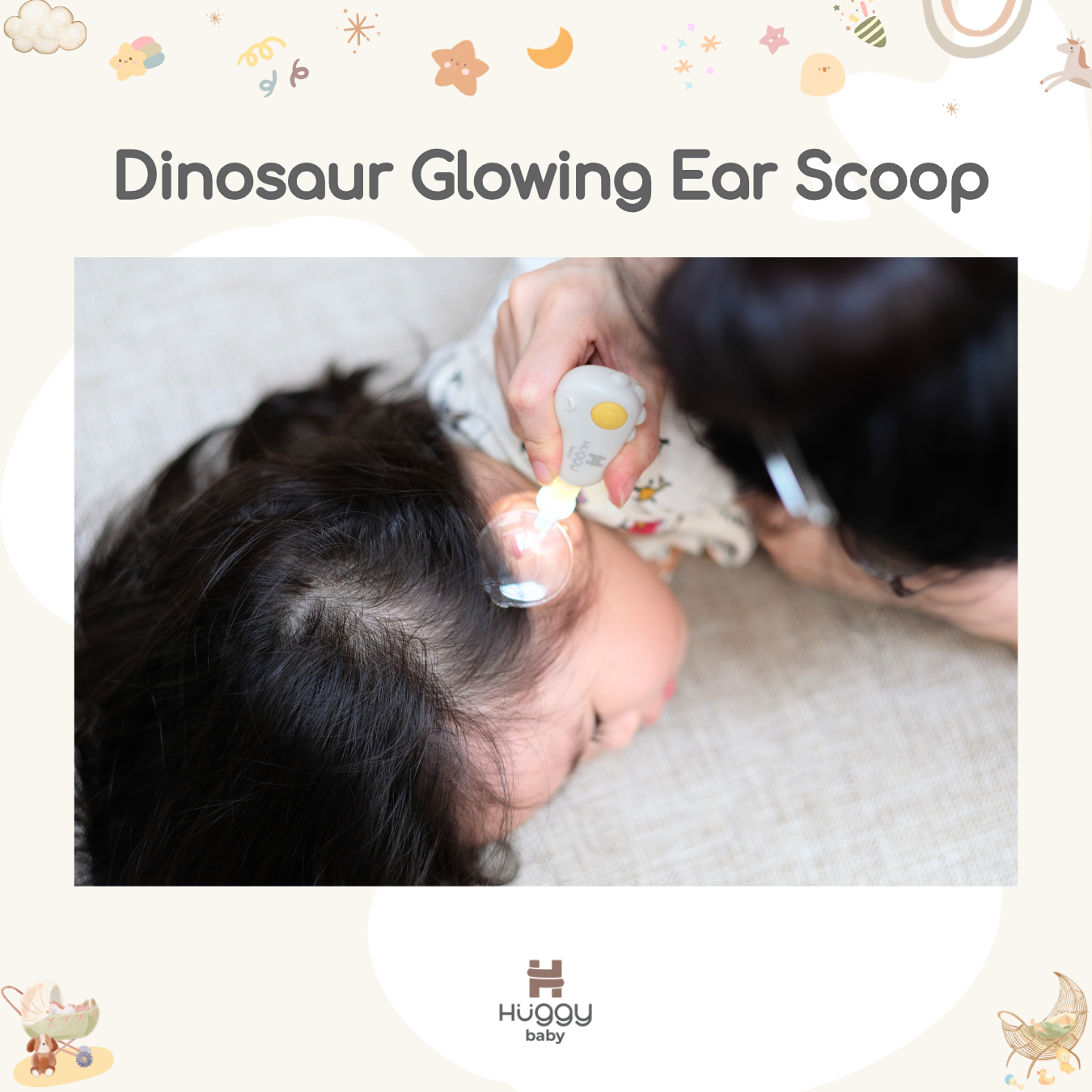 Huggy Baby ES01 Dinosaur Glowing Ear Scoop | Alat Korek Telinga LED Kaca Pembesar - Image 2
