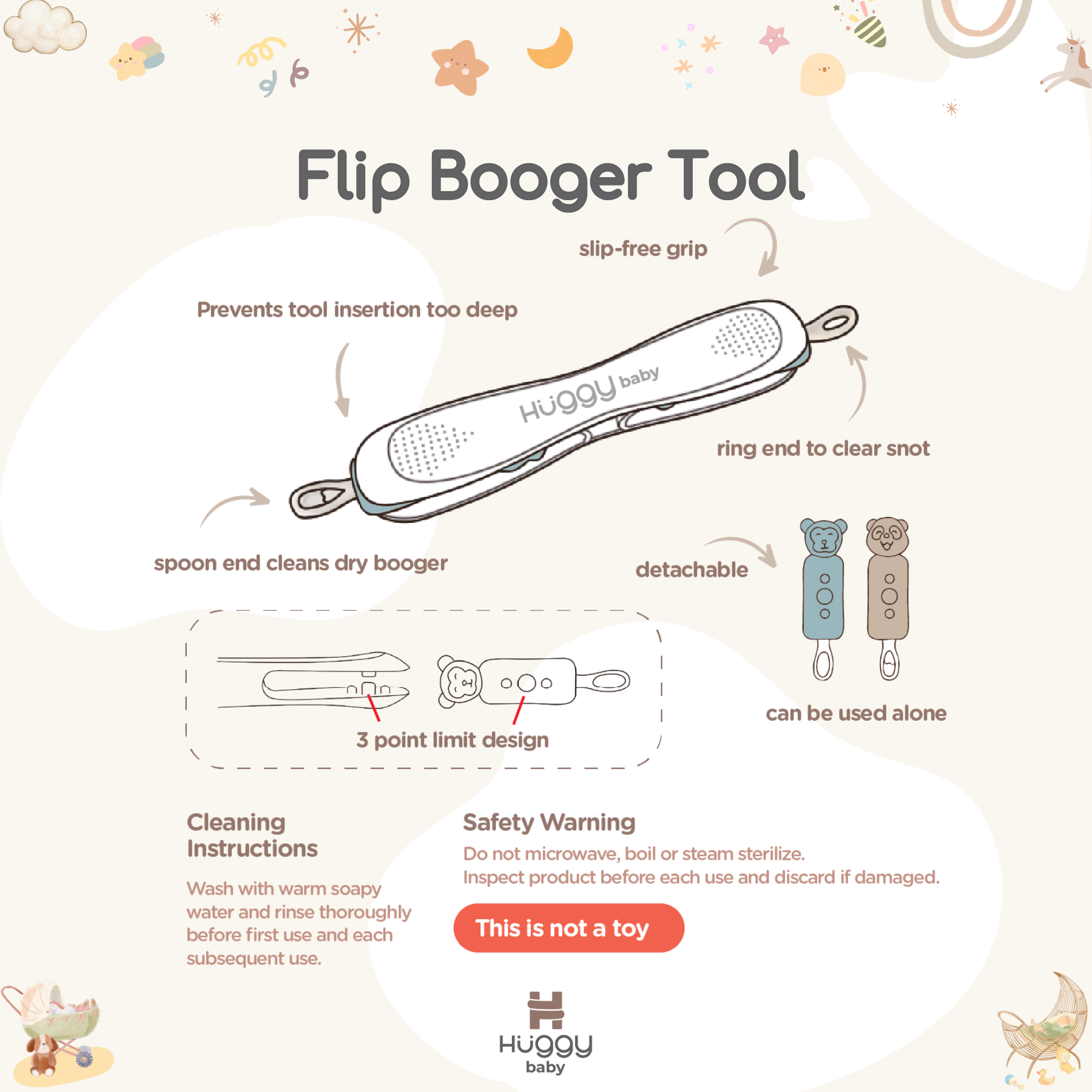 Huggy Baby ES02 Flip Booger Tool | Alat Pembersih Hidung Telinga Anak - Image 5