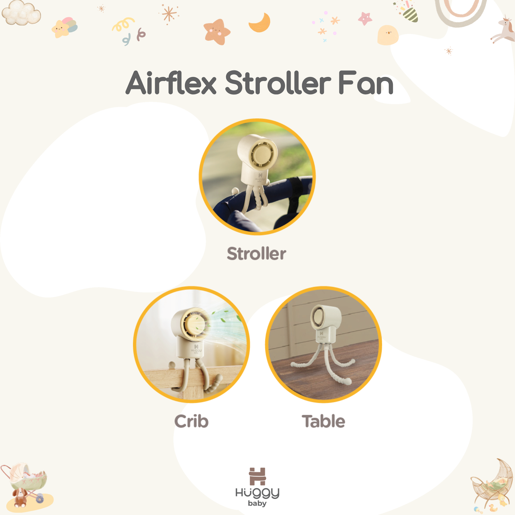 Huggy Baby FAN01 Airflex Stroller Fan | Kipas Angin Stroller Portable - Image 3