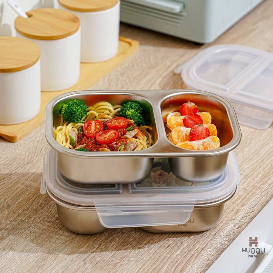 Huggy Baby KM08 NoMixie Lunch Box 800ml | Kotak Makan Stainless Steel Anti Campur - Image 7