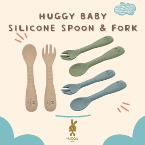 Huggy Baby AM002 Silicone Spoon & Fork | Sendok Garpu Silikon