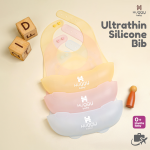 Huggy Baby BIB02 Premium Ultrathin Silicone Bib | Celemek Makan Anak