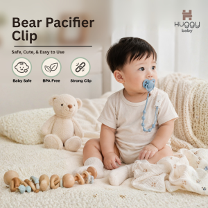Huggy Baby PC01 Bear Pacifier Clip | Tali Empeng Dot Silikon