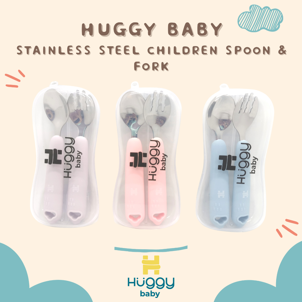 Huggy Baby SS01 Stainless Steel Spoon & Fork | Sendok Garpu Anak - Image 6