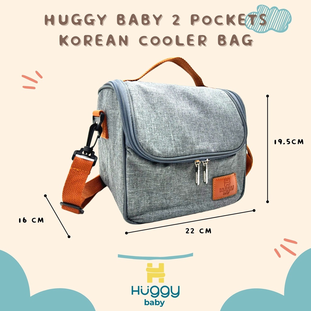 Huggy Baby BAG04 Korean Cooler Bag 2 Pockets | Tas Thermal Penyimpan ASI Makanan Bayi - Image 3