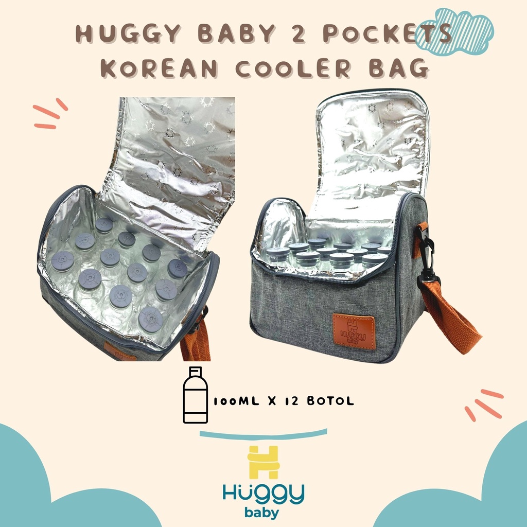 Huggy Baby BAG04 Korean Cooler Bag 2 Pockets | Tas Thermal Penyimpan ASI Makanan Bayi - Image 2