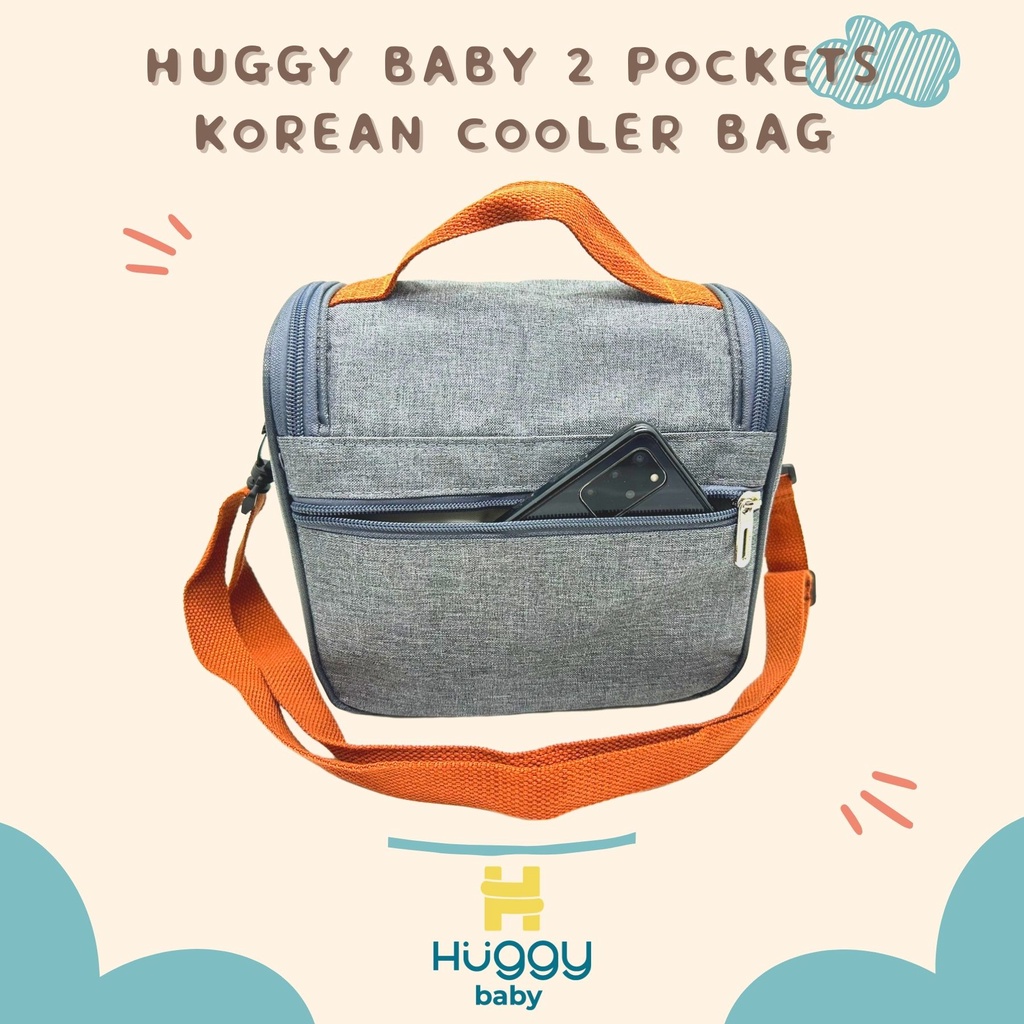 Huggy Baby BAG04 Korean Cooler Bag 2 Pockets | Tas Thermal Penyimpan ASI Makanan Bayi - Image 4